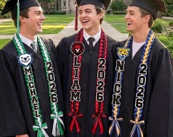 Collar de graduación personalizado con tu logotipo, collar de cinta personalizado, collar de graduación de la promoción de 2026, collar de graduación de la promoción de 2026, regalo de graduación