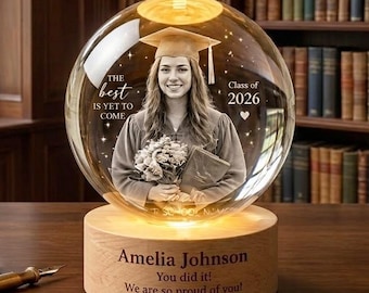Custom Photo Graduation Gift, Class of 2026 Crystal Ball Night Light, Graduation Day, Gift For Graduation Day, Graduation Gift Decor