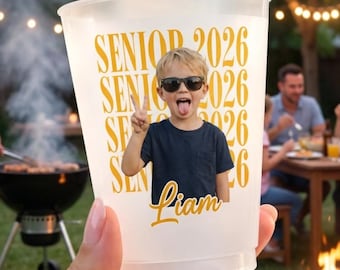 Personalized Senior 2026 Photo Frosted Cups, Custom Graduation Drinkware, Plastic Party Cups, Graduation Senior Night Grad Favor,
