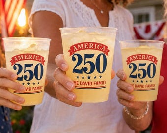 Tazza smerigliata personalizzata con nome di famiglia per il 250° anniversario degli Stati Uniti, decorazione per feste patriottiche, tazza per il 4 luglio, decorazione con nome di famiglia per il cinquecentesimo anniversario.