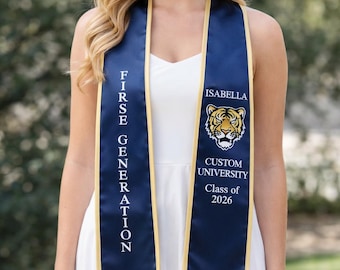Custom Your Design Text Logo Graduation Stole, Personalized Graduation Print Sash with Name, Class of 2026 Nursing Stole, First Generation