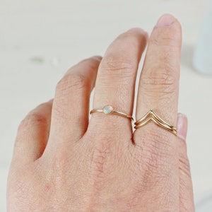 Set of 3 Ethiopian Opal Rings for Women, October birthstone Ring, Gemstone Ring, Vermeil Minimalist, Raw Crystal Ring, Big size ring image 5