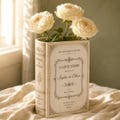 Custom Toile De Jouy Ceramic Book Vase, Personalised Wedding Gift for Couple, Bridal Shower Gift, Engagement, Wedding Gift, Bridesmaid Gift