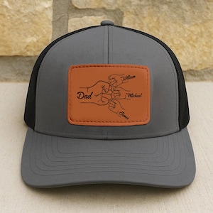 Personalized Fist Bump Daddy Grandpa Cap, Cap For Grandpa, Hat For Husband, Father&#39;s Day Gifts For Dad, Hat For Dad Kids, Dad Trucker Hat