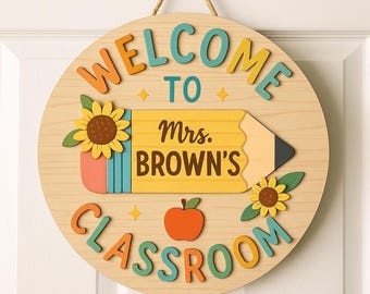 Personalized Teacher Door Sign, Teacher Gifts, Custom Teacher Door Hanger, Back To School, Classroom Decor, Teacher Name Sign, Welcome Sign