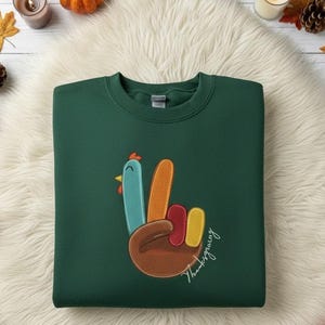 Gesticktes Peace-Zeichen Türkei, Thanksgiving Türkei Shirt, Hallo Thanksgiving Sweatshirt, Geschenk für Thanksgiving, Happy Thanksgiving Shirt