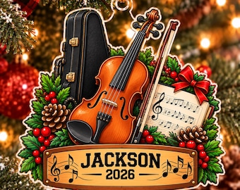 Personalized Violin Christmas Ornament, Custom Name Violinist Acrylic Xmas Decor, Music Teacher Violin Player Orchestra Keepsake Gift 2026