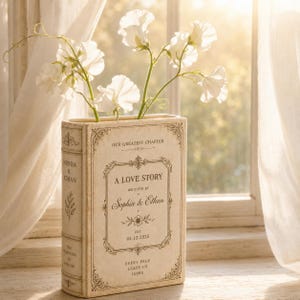 Custom Toile De Jouy Ceramic Book Vase, Personalised Wedding Gift for Couple, Bridal Shower Gift, Engagement, Wedding Gift, Bridesmaid Gift image 5
