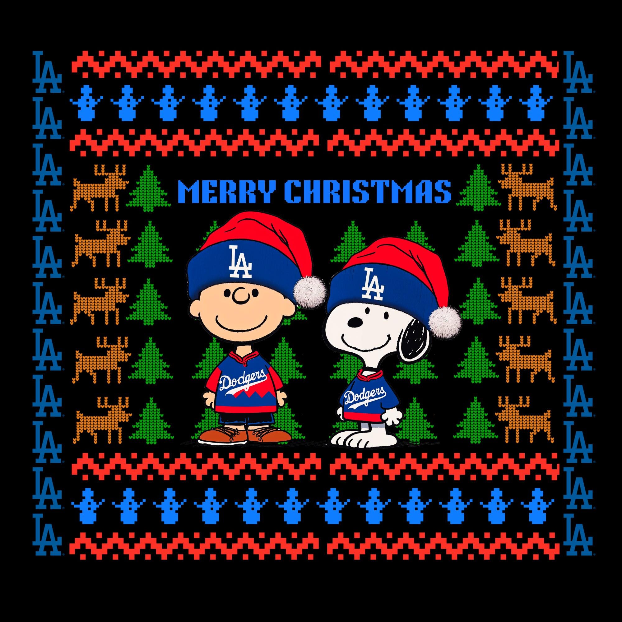 Dodgers Charlie Brown Ugly Christmas Sweater PNG