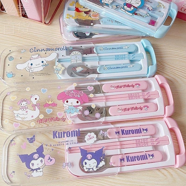 Japan anime cartoon design stainless steel fork/spoon/chopsticks sets cute kawaii design /for kids& children /