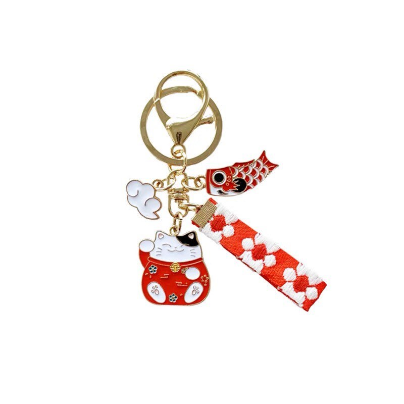 Cute Kawaii Lucky Cat Keychain Japan Style Sakura Keychain/ Etsy