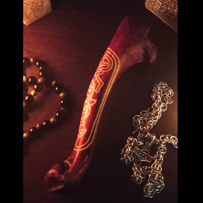 Craftmanship Rune Norse Warrior Runestone Knotwork Bone - Red and Gold - Etsy