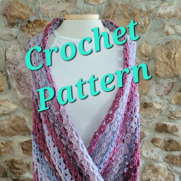 CROCHET PATTERN, Peephole Mobius,  Cowl Shrug or Shawl, Caron Skinny Cakes, 2 in 1 written instructions, instant digital download, photos