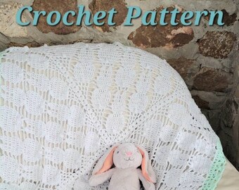 Patrón de crochet, Manta de bebé con forma de conejito, conejitos de Pascua, descarga digital instantánea, PDF con fotos, instrucciones escritas, ajustable