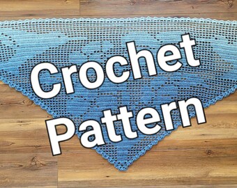CROCHET PATTERN, Blue Geranium Shawl, Summer Accessory, Spring Triangle Shawl, written instructions and chart, instant digital download PDF