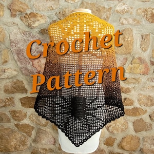 CROCHET PATTERN, Spooky Spider Shawl, Halloween Accessory, Spider Web Shawl, written instructions and chart, instant digital download PDF