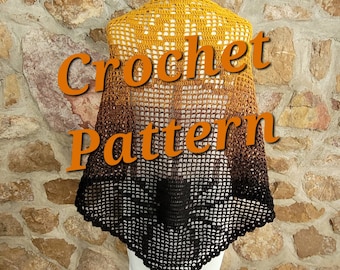 CROCHET PATTERN, Spooky Spider Shawl, Halloween Accessory, Spider Web Shawl, written instructions and chart, instant digital download PDF