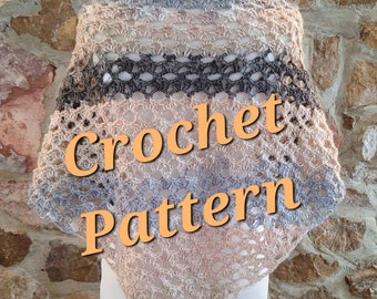 CROCHET PATTERN, Eye See It Now Shawl, Fall or Spring, Bottom Up Crochet Wrap, written instructions, instant digital download, pdf photos