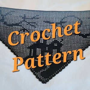 CROCHET PATTERN, Haunted Mansion Shawl, Costume Accessory, Halloween Shawl, written instructions and chart, instant digital download PDF