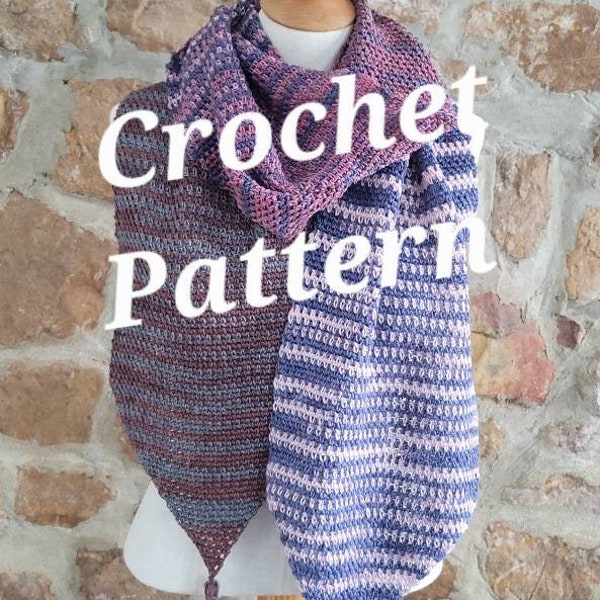 CROCHET PATTERN, Tip To Tail Scarf, Linen Moss Stitch Scarf, Easy Quick Tutorial, written instructions photos, instant digital download PDF