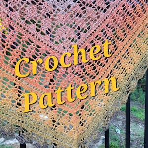 CROCHET PATTERN, Study of Leaves Shawl, Multi Section, Autumn Fall Shawl, written instructions and photos, instant digital download PDF