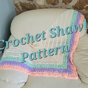 CROCHET PATTERN, Band of Butterflies Shawl,  Top Down Triangle Wrap, written instructions, instant digital download, PDF and photos