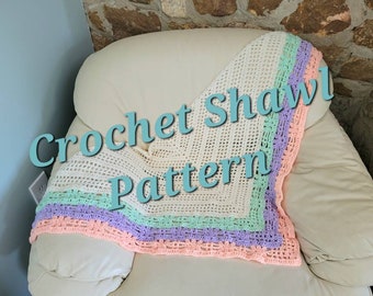 CROCHET PATTERN, Band of Butterflies Shawl,  Top Down Triangle Wrap, written instructions, instant digital download, PDF and photos