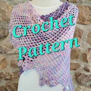 CROCHET PATTERN, Butterfly Wing Shawl, Asymmetric Triangle Wrap, Cotton Cake Twirl, written instructions photos, instant digital download image 1