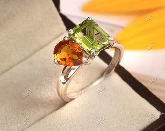 T&M Moi et Toi リング | Sachelle Collective のペリドット ペア CZ