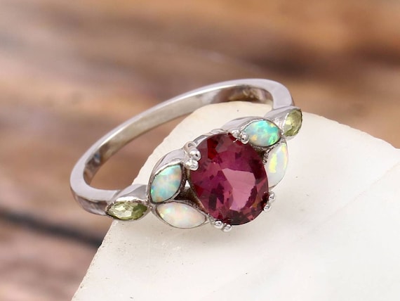 オーバルカットのピンクトルマリンリング、女性用結婚婚約指輪