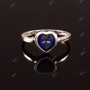 Herz geschnitten Labradorit Saphir Verlobungsring 925 Silber Versprechen Ring Hochzeit Versprechen Lünette handgemachte Ring Jahrestag Geburtstag Geschenke für Sie.