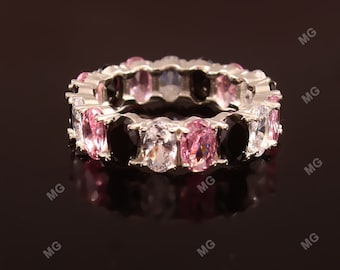 Multi Gemstone Wedding Ring, Dainty Diamond Onyx Sapphire Band for Women, 925 Silver Full Eternity Band Ring Gemstone Ring Anniversary Ring