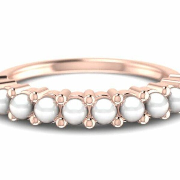 Pearl Eternity Band Etsy