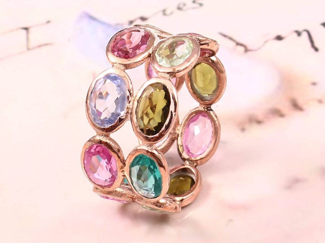 Multi Tourmaline Gemstone Ring Multi Colorful Stone Ring 925silver ...