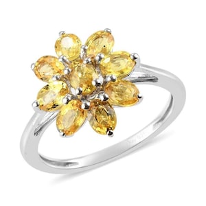 Sunflower Citrine Silver Rings In 925 Silver Ring  Natural Gemstone Ring For Engagement Ring for Halo Women Anniversary Gifts Gift for Her.