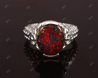 Ethiopian Opal Black Ring Black Opal Handmade Ring Wonderful