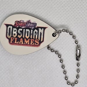 Scarlet & Violet Obsidian Flames trading card game set/expansion label charm keychain for zipper collection binder-FREE SHIPPING-
