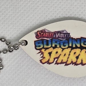 Scarlet & Violet Surging Sparks trading card game set/expansion label charm keychain for zipper collection binder-FREE SHIPPING-