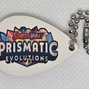 Scarlet & Violet  Prismatic Evolutions trading card game set/expansion label charm keychain for zipper collection binder-FREE SHIPPING-