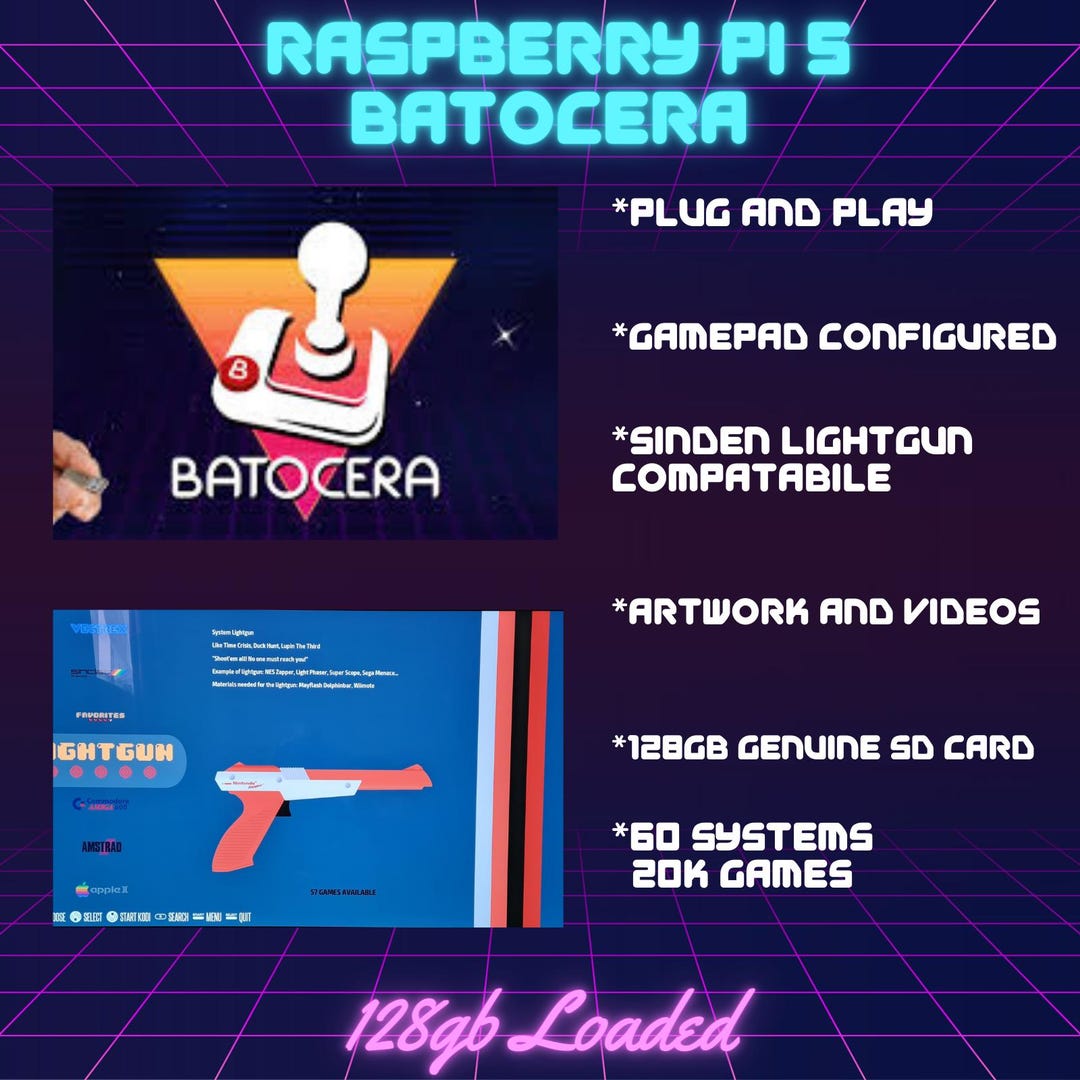 Raspberry Pi 5 With BATOCERA 128gb Sdcard . Fully Configured. Plug and ...