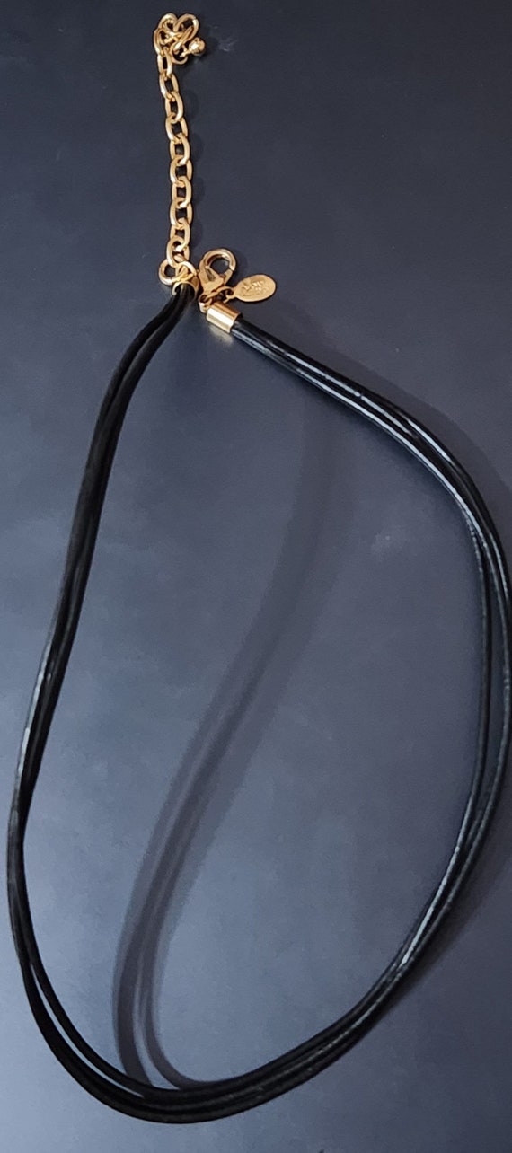 Joan Rivers  Black Triple Strand Cord Necklace