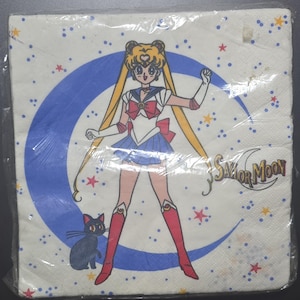 1996 Sailor Moon Party Napkins – Vintage Anime Decor Featuring Luna