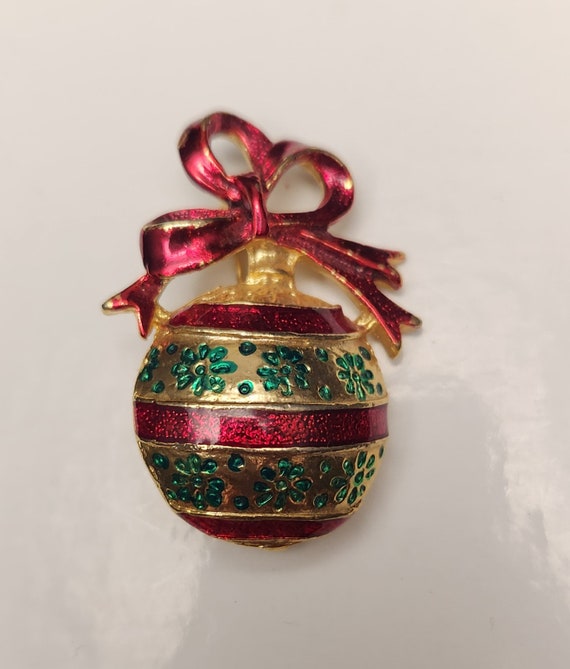 Vintage Christmas Tree Ornament Pin - image 1