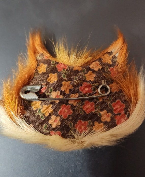 Vintage Fuzzy Cat Head pin - image 2