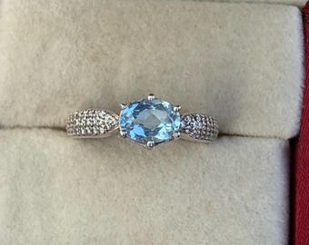 Elegant Blue Topaz Ring | Handmade Silver Jewelry for Women, Gift for Her