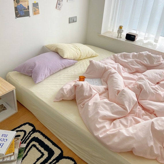 Pastel Yellow Mix Pink Bedsheet Set Danish Pastel Bedding Set