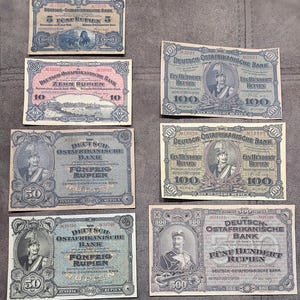 Souvenir e denaro da gioco con monete W/M dell'Africa Orientale Tedesca da 5, 10, 50, 100, 500 rupie del 1905. SPEDIZIONE GRATUITA!!!