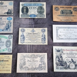 Souvenir und Spielgeld mit W/M Mix Altdeutschland, schönste Noten 1854-1871 y. KOSTENFREIER VERSAND !!!