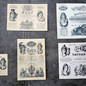 Souvenir und Spielgeld mit W/M Austria Banknoten 1847 - 1848 Jahr. KOSTENFREIER VERSAND !!!