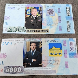 Souvenir und Spielgeld mit W/M 2000 + 5000 Hryvnia 2022 Ukraine VERSANDKOSTENFREI!!!